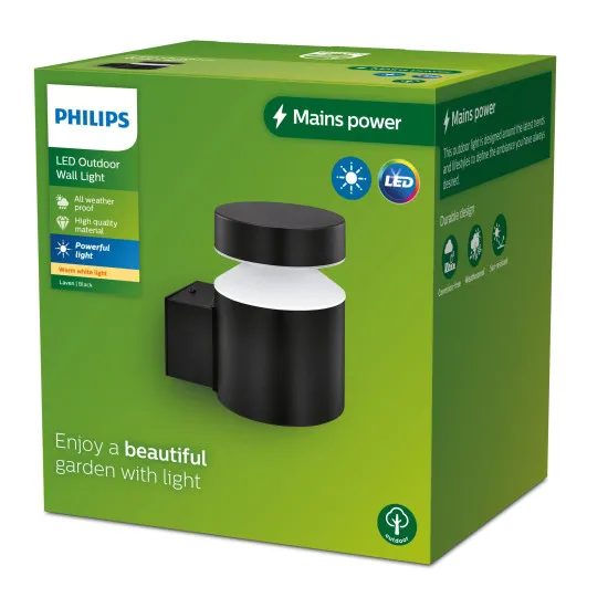 Philips Laven fekete LED kültéri falikar (PHI-8720169266599) LED 1 izzós IP44
