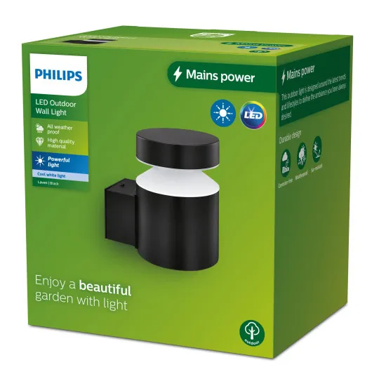 Philips Laven fekete LED kültéri falikar (PHI-8720169266612) LED 1 izzós IP44