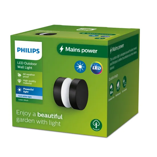 Philips Laven fekete LED kültéri falikar (PHI-8720169266650) LED 1 izzós IP44