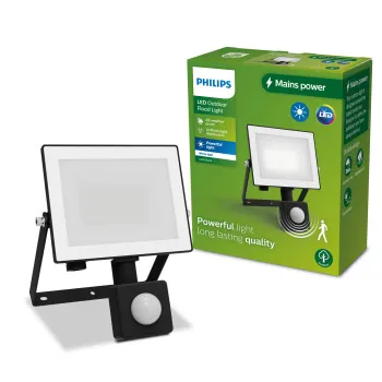 Philips Lois fekete mozgásérzékelős LED kültéri fali reflektor (PHI-8720169365186) LED 1 izzós IP65