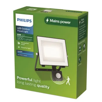 Philips Lois fekete mozgásérzékelős LED kültéri fali reflektor (PHI-8720169365247) LED 1 izzós IP65