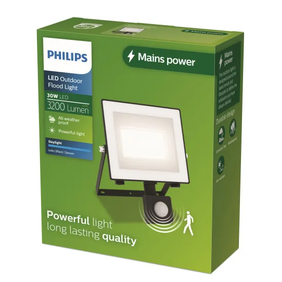 Philips Lois fekete mozgásérzékelős LED kültéri fali reflektor (PHI-8720169365247) LED 1 izzós IP65