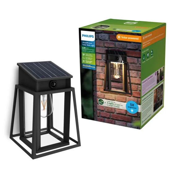 Philips Lysin fekete napelemes LED kültéri falikar (PHI-8720169361867) LED 1 izzós IP44