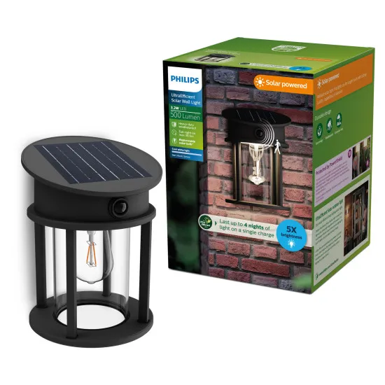 Philips Lysin fekete napelemes LED kültéri falikar (PHI-8720169361881) LED 1 izzós IP44
