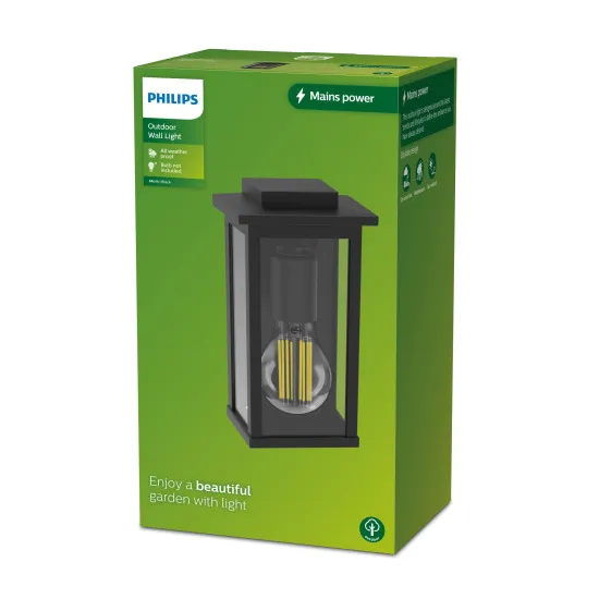 Philips Mirth fekete kültéri falikar (PHI-8720169266490) E27 1 izzós IP44