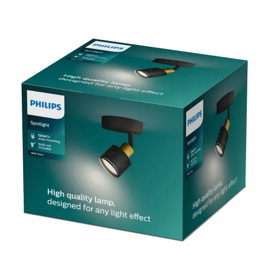 Philips Niall Spot fekete fali/mennyezeti spotlámpa (PHI-8720169300071) GU10 1 izzós IP20