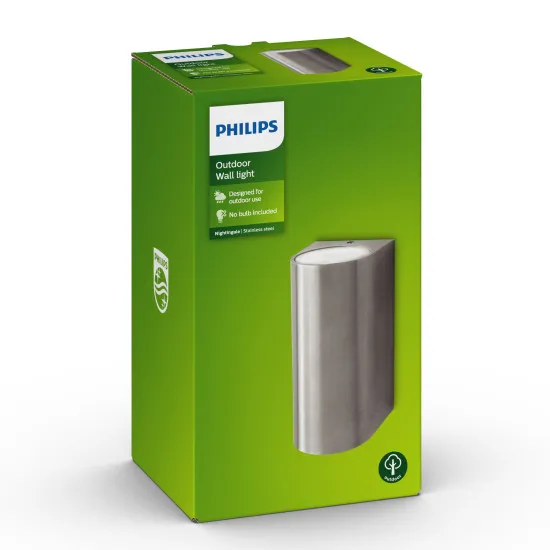 Philips Nightingale inox kültéri falikar (PHI-8718696154007) GU10 2 izzós IP44
