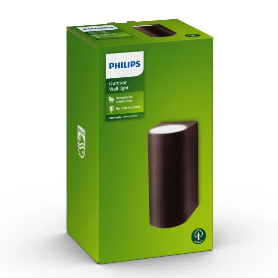 Philips Nightingale barna kültéri falikar (PHI-8718696154014) GU10 2 izzós IP44