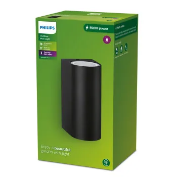 Philips Nightingale fekete kültéri falikar (PHI-8720169266834) GU10 2 izzós IP44