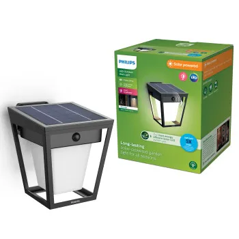 Philips Nissa fekete napelemes LED kültéri falikar (PHI-8720169362086) LED 1 izzós IP44