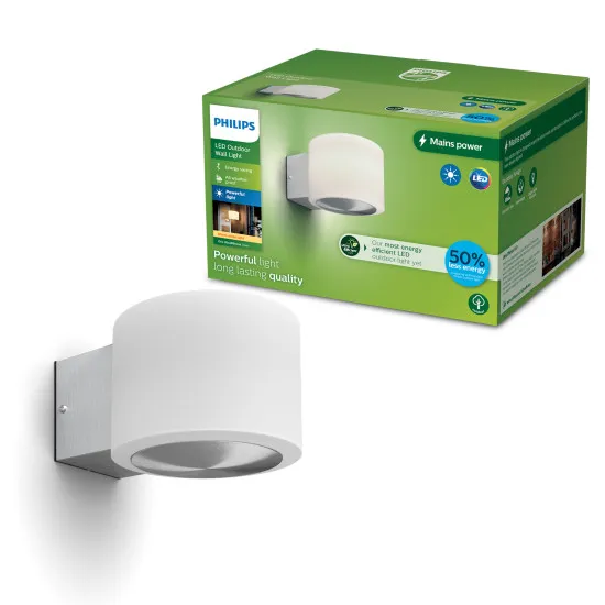 Philips Otis acélszínű LED kültéri falikar (PHI-8720169351332) LED 1 izzós IP44