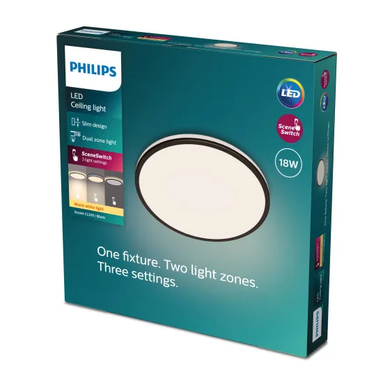 Philips Ozziet fekete LED mennyezetbe építhető lámpa (PHI-8719514431928) LED 1 izzós IP20