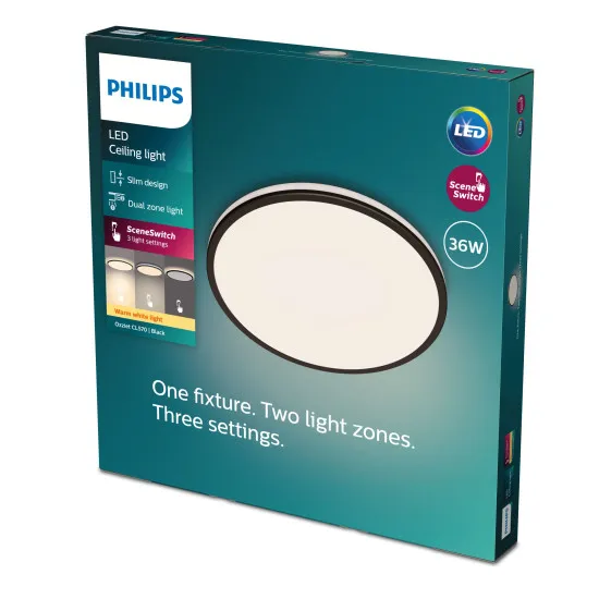 Philips Ozziet fekete LED mennyezetbe építhető lámpa (PHI-8719514432086) LED 1 izzós IP20