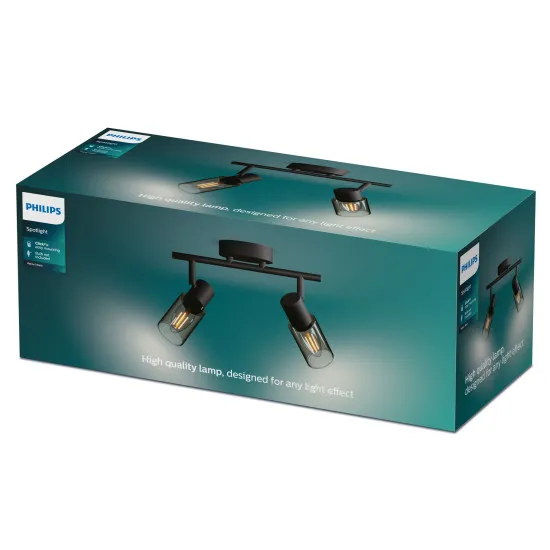 Philips Palms Spot fekete mennyezeti spotlámpa (PHI-8720169299290) E14 2 izzós IP20
