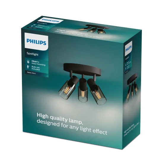 Philips Palms Spot fekete mennyezeti spotlámpa (PHI-8720169299351) E14 3 izzós IP20