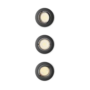 Philips Peridot 3-pack fekete mennyezetbe építhető lámpa szett (PHI-8720169376083) GU10 3 izzós IP20