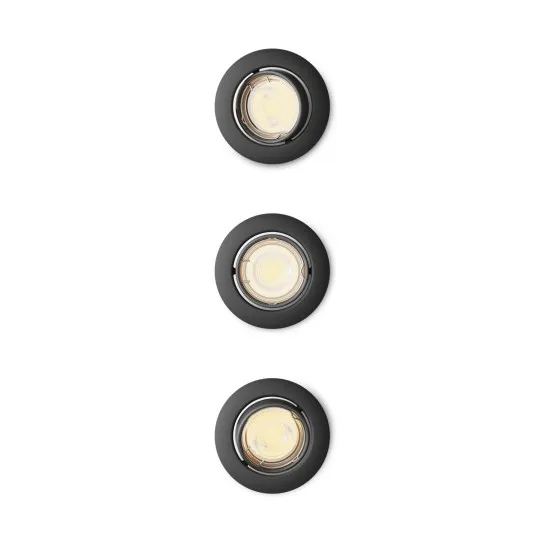Philips Peridot 3-pack fekete mennyezetbe építhető lámpa szett (PHI-8720169376083) GU10 3 izzós IP20