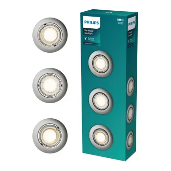 Philips Peridot 3-pack nikkel mennyezetbe építhető lámpa szett (PHI-8721103036995) GU10 3 izzós IP20
