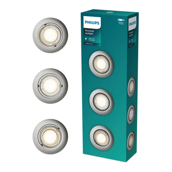 Philips Peridot 3-pack nikkel mennyezetbe építhető lámpa szett (PHI-8721103036995) GU10 3 izzós IP20