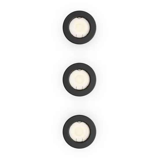 Philips Peridot 3-pack fekete mennyezetbe építhető lámpa szett (PHI-8721103037091) GU10 3 izzós IP20