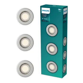 Philips Peridot 3-pack nikkel mennyezetbe építhető lámpa szett (PHI-8721103037114) GU10 3 izzós IP20