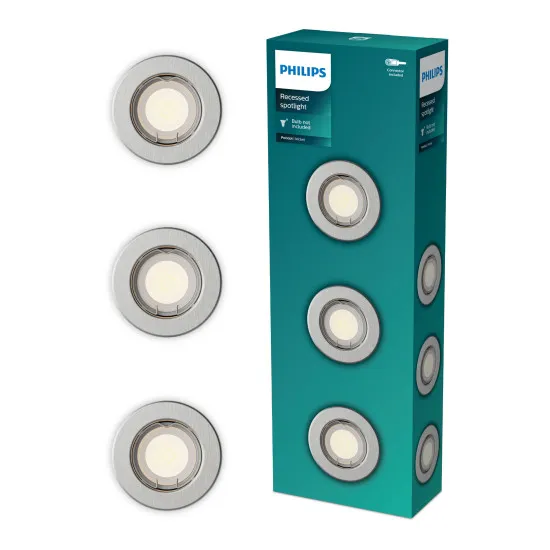 Philips Peridot 3-pack nikkel mennyezetbe építhető lámpa szett (PHI-8721103037114) GU10 3 izzós IP20