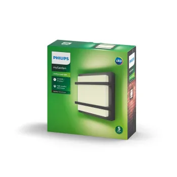 Philips Petronia antracit mozgásérzékelős LED kültéri fali lámpa (PHI-8718696165966) LED 1 izzós IP44