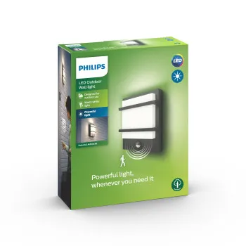 Philips Petronia antracit mozgásérzékelős LED kültéri fali lámpa (PHI-8718696165973) LED 1 izzós IP44