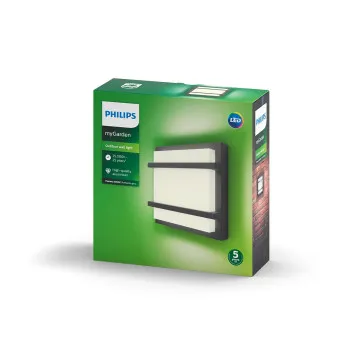 Philips Petronia antracit mozgásérzékelős LED kültéri fali lámpa (PHI-8718696166017) LED 1 izzós IP44