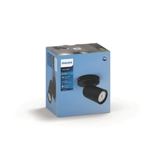 Philips Pongee fekete fali/mennyezeti spotlámpa (PHI-8718696164785) GU10 1 izzós IP20