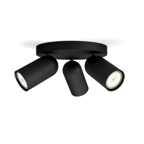 Philips Pongee fekete mennyezeti spotlámpa (PHI-8718696164846) GU10 3 izzós IP20