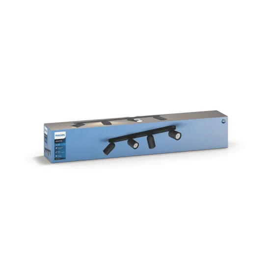 Philips Pongee fekete mennyezeti spotlámpa (PHI-8718696164877) GU10 4 izzós IP20