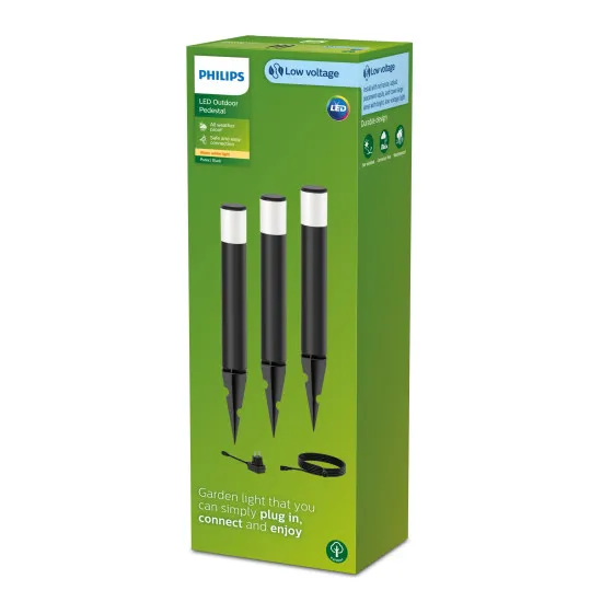 Philips Purex 3-pack fekete LED kültéri leszúrható lámpa szett (PHI-8720169269415) LED 3 izzós IP44