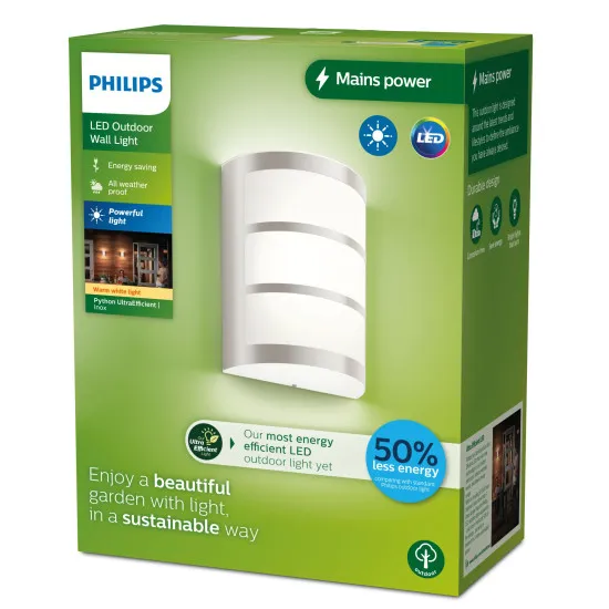 Philips Python inox LED kültéri fali lámpa (PHI-8720169263758) LED 1 izzós IP44