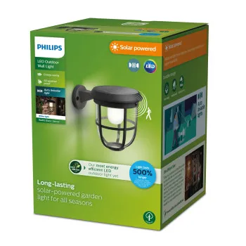 Philips Radii fekete napelemes LED kültéri falikar (PHI-8720169267176) LED 1 izzós IP44
