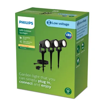 Philips Reuel 3-pack fekete LED kültéri leszúrható lámpa szett (PHI-8720169386976) LED 3 izzós IP44