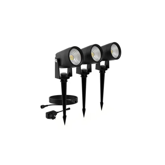 Philips Reuel 3-pack fekete LED kültéri leszúrható lámpa szett (PHI-8720169386976) LED 3 izzós IP44
