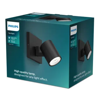 Philips Runner fekete fali/mennyezeti spotlámpa (PHI-8719514435292) GU10 1 izzós IP20