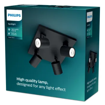 Philips Runner fekete mennyezeti spotlámpa (PHI-8719514435353) GU10 4 izzós IP20