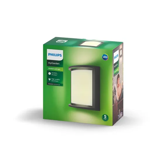 Philips Samondra antracit LED kültéri fali lámpa (PHI-8718696165935) LED 1 izzós IP44