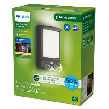 Philips Samondra antracit mozgásérzékelős LED kültéri fali lámpa (PHI-8720169263710) LED 1 izzós IP44