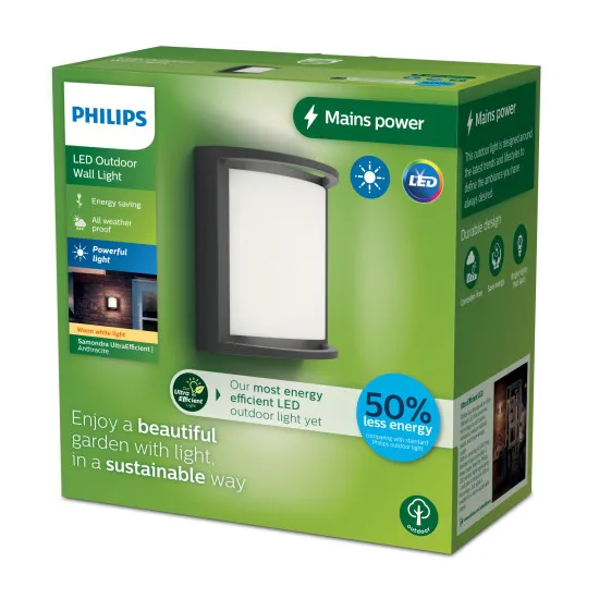 Philips Samondra antracit LED kültéri fali lámpa (PHI-8720169276864) LED 1 izzós IP44