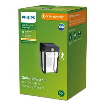 Philips Shroud fekete napelemes LED kültéri fali lámpa (PHI-8720169265509) LED 1 izzós IP44