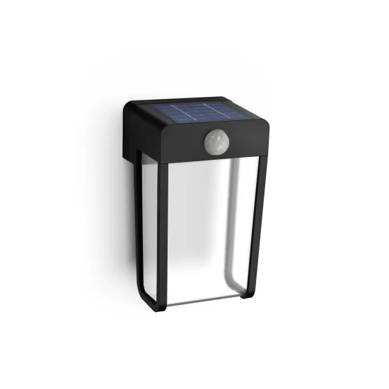 Philips Shroud fekete napelemes LED kültéri fali lámpa (PHI-8720169265509) LED 1 izzós IP44
