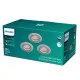 Philips Sparkle 3-pack nikkel LED mennyezetbe építhető lámpa szett (PHI-8718699755898) LED 3 izzós IP20