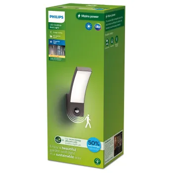 Philips Splay antracit mozgásérzékelős LED kültéri falikar (PHI-8720169263819) LED 1 izzós IP44