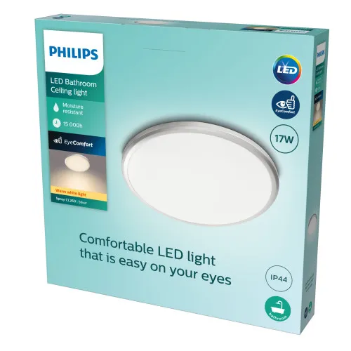 Philips Spray ezüst fürdőszobai LED mennyezeti lámpa (PHI-8718699777333) LED 1 izzós IP44