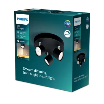 Philips Star fekete LED mennyezeti spotlámpa (PHI-8719514435414) LED 3 izzós IP20