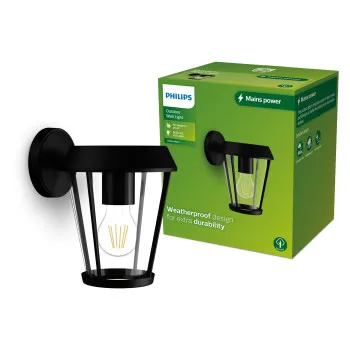 Philips Sunera fekete kültéri falikar (PHI-8720169351455) E27 1 izzós IP44