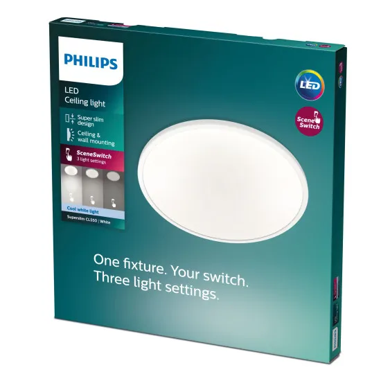 Philips SuperSlim fehér LED mennyezeti lámpa (PHI-8718699680992) LED 1 izzós IP20